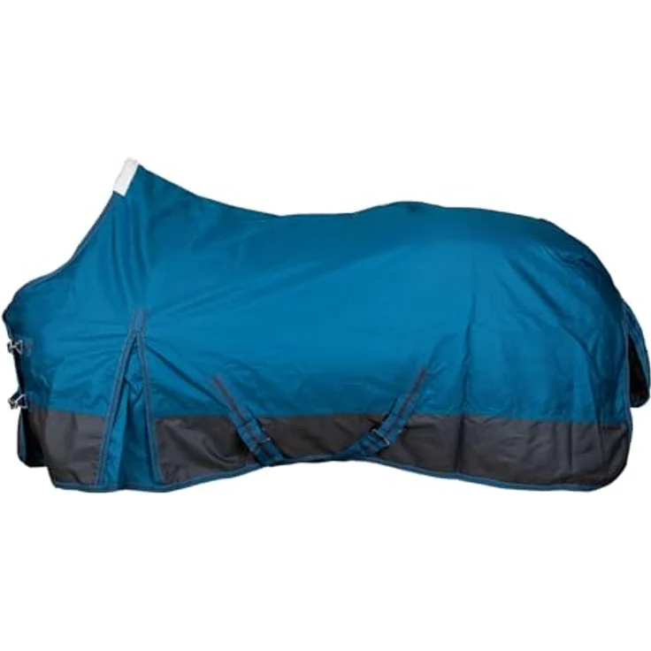 RL24 Winterdecke Weidedecke 600D Basicline, atmungsaktive & wasserdichte Pferdedecke mit Innenfutter, Kreuzbegurtung, Petrol/Graphit, 125 cm (200g/m² Füllung) – Bild 2