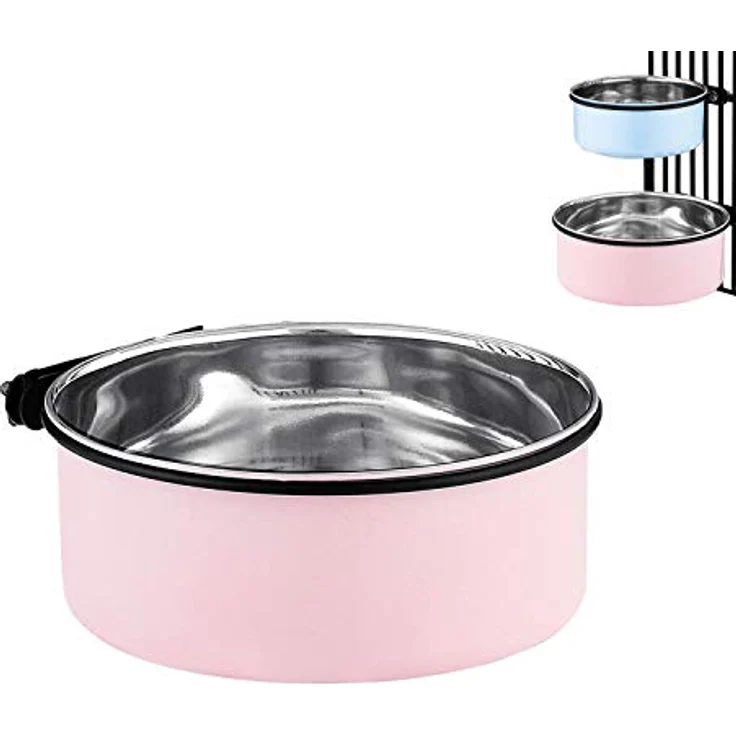 SUOXU Futternapf für Hundekäfig, Edelstahl, hängend, 850 ml für kleine Hunde, durchmesser 14 cm, leicht zu reinigen – Bild 1