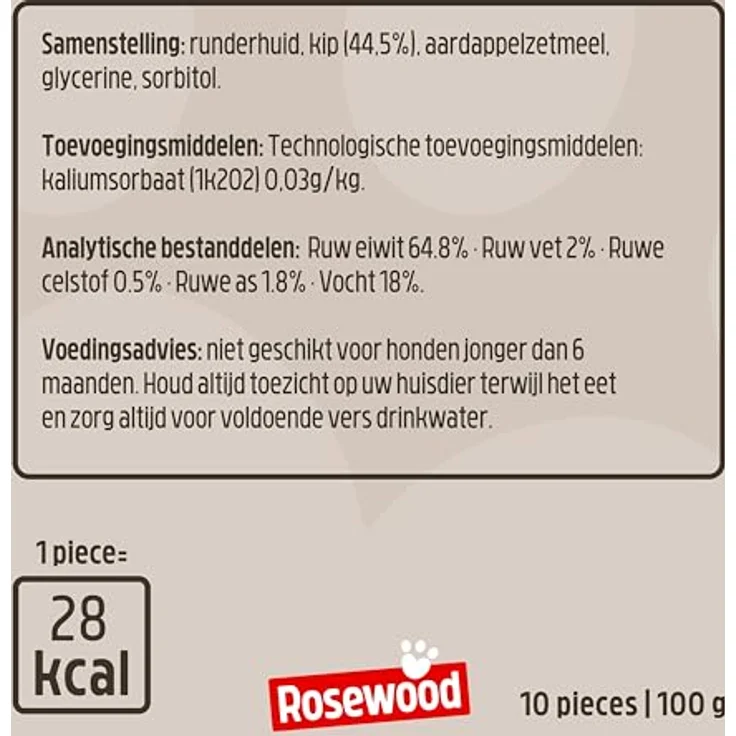 Rosewood Chewy Sticks Huhn Small, Kaustangen für Hunde mit getrocknetem Huhn und Rinderhaut, fördert die Zahngesundheit, ohne Getreide und Gluten, 6er Pack (6x100 g) – Bild 4