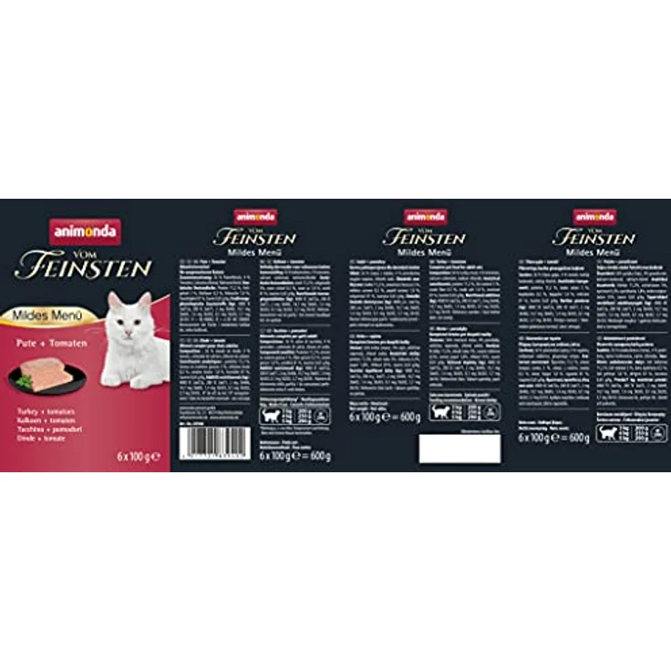 Animonda Vom Feinsten Adult Mildes Menü, Katzenfutter aus Putenfleisch mit Tomaten, 6x100g – Bild 2