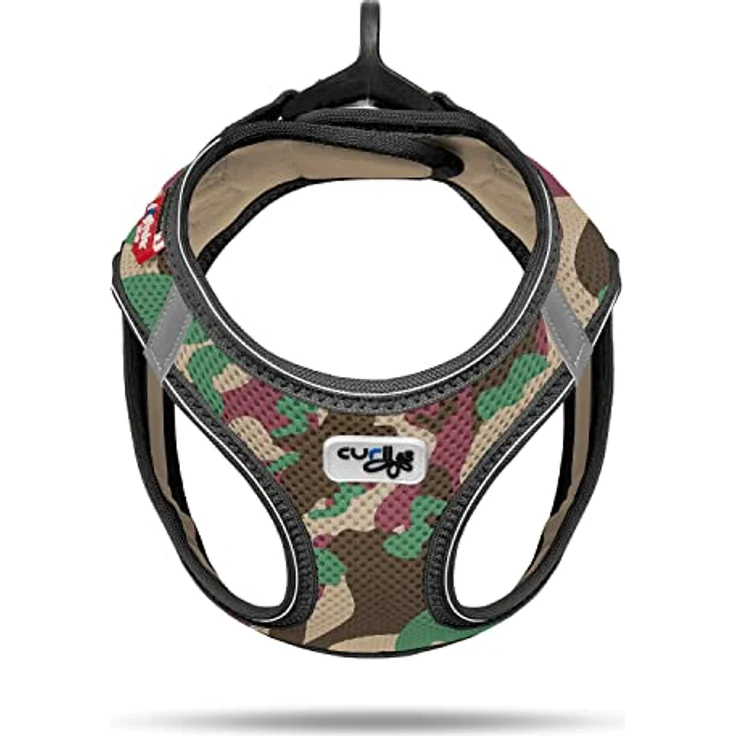 Curli Vest Harness Air-Mesh Camo L, Hundegeschirr für kleine und mittelgroße Hunde, atmungsaktiv, mit DogFinder ID und reflektierenden Streifen – Bild 2