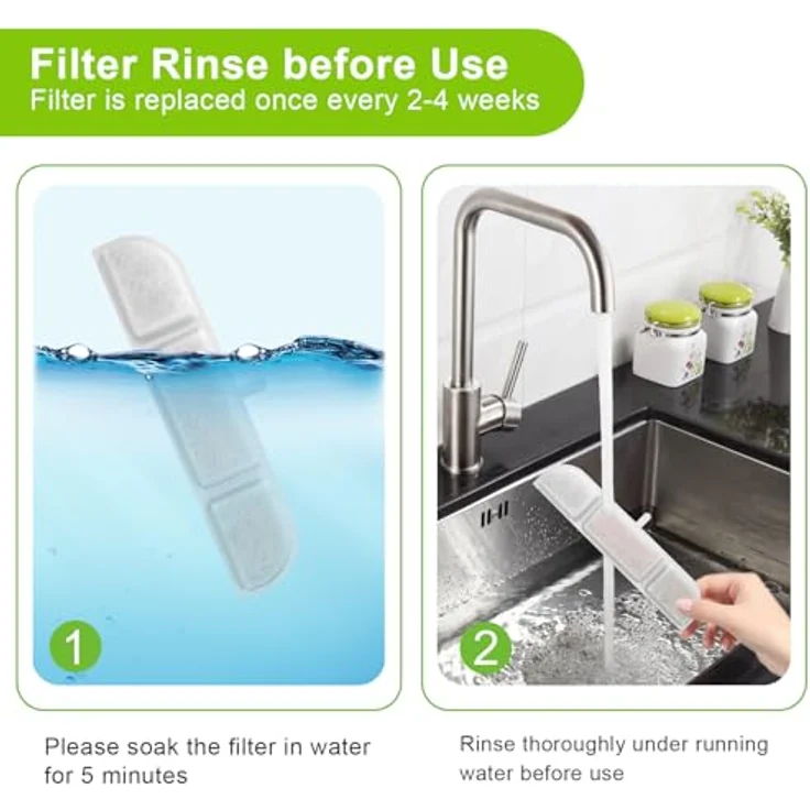 NautyPaws Katzenbrunnen Filter Set, 12 Stück Ersatzfilter und Schwämme mit Aktivkohle und Ionenaustauschharz, kompatibel mit 2.5L DownyPaws Trinkbrunnen für Katze Kabellos (DPWFP6) – Bild 5