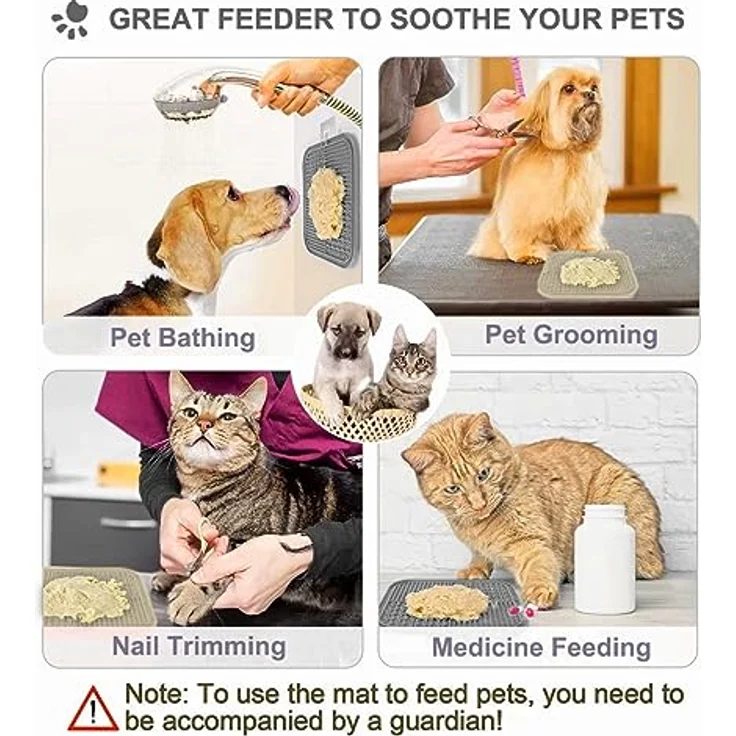 Lesipee Leckmatte Hund, 2 Stück, BPA-freie Schleckmatte mit Silikonspatel und Bürste, Futtermatte für Joghurt und Erdnussbutter, Hundespielzeug zur Stressreduktion und Fellpflege – Bild 5