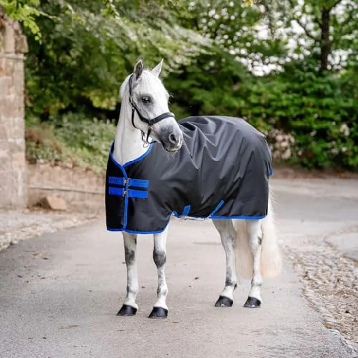 Horseware Amigo Ripstop 900D Lite 0g Turnout Decke, wasserdicht und atmungsaktiv, Black/Classic Blue, Deckengröße 160 cm / 7’0 – Bild 1