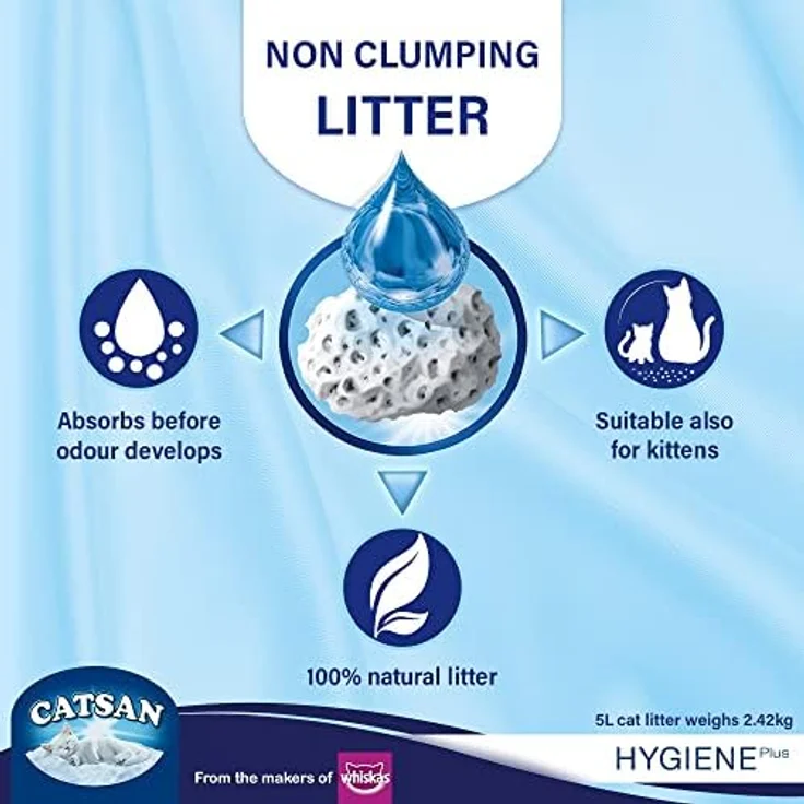 Catsan Hygiene-Katzenstreu, nicht klumpend, Geruchsabsorbierend und bakterienhemmend, 20 l – Bild 3
