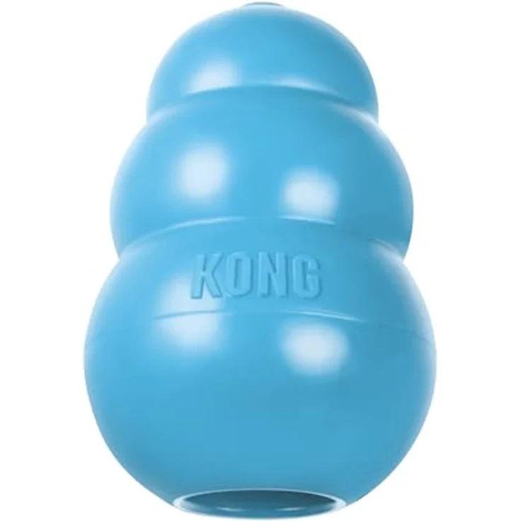 KONG Puppy Beißspielzeug, für mittelgroße Welpen, aus weichem Naturgummi, blau – Bild 1