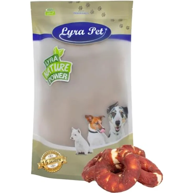 Lyra Pet Kauringe mit Entenbruststreifen, 1 kg hochwertige Kausnacks für Hunde