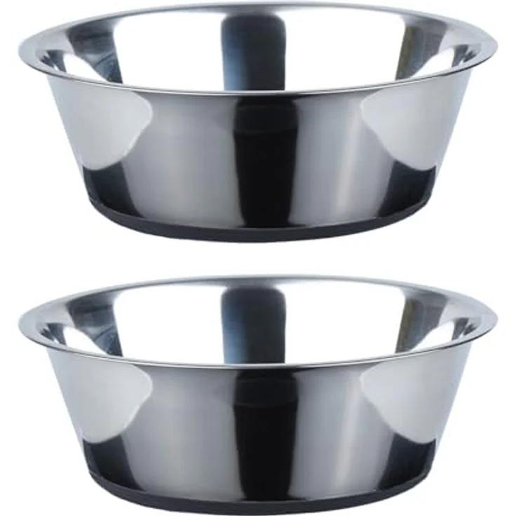 PEGGY11 Hundenapf Edelstahl, 2er Set mit rutschfestem Silikonboden, 1920 ml für große Hunde - Fressnapf & Wassernapf – Bild 1