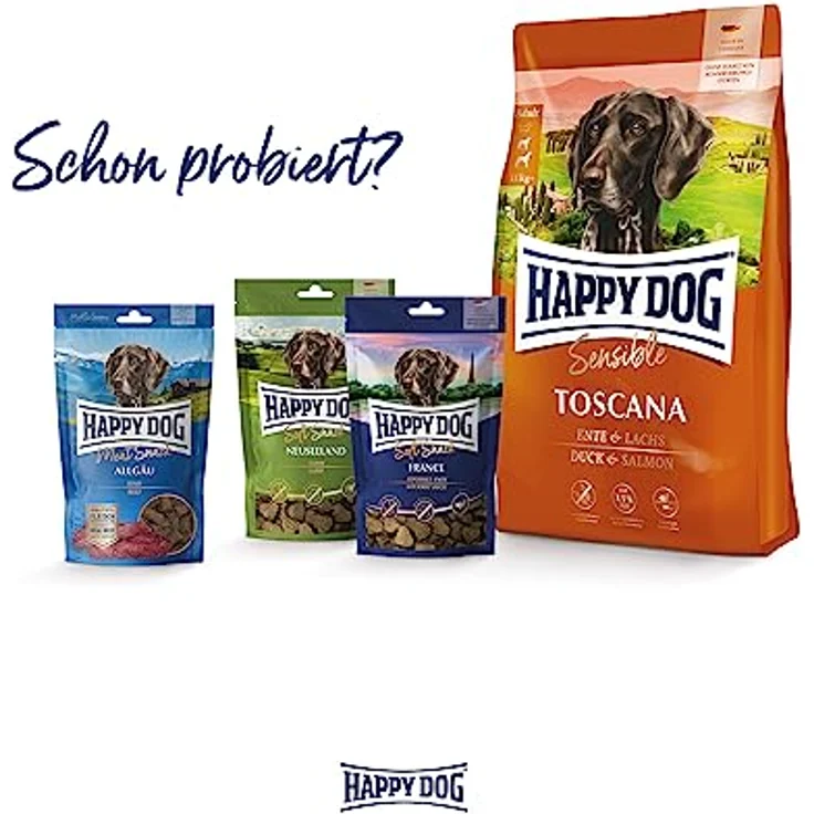 Happy Dog SoftSnack Toscana, Hundefutter mit Entenfleisch und Lachs, 100 g, fettarm und mit mediterranen Kräutern – Bild 5