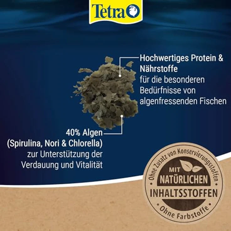 Tetra Malawi Flakes, Fischfutter in Flockenform für pflanzenfressende Cichliden, 1 L Dose mit Algenmischung aus Spirulina und Chlorella – Bild 3