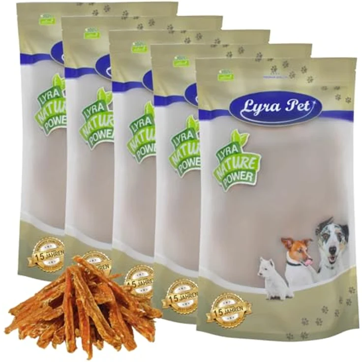 Lyra Pet® 5 kg Hühnerbruststreifen, fettarmer Kausnack für Hunde, leicht zerkaut für Welpen und Senioren – Bild 1
