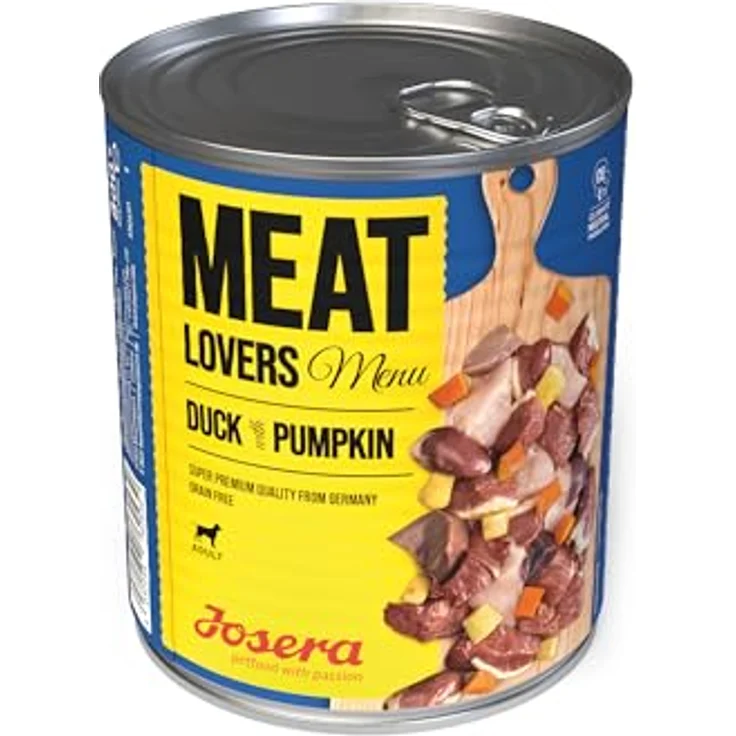 JOSERA Meat Lovers Menu Duck with Pumpkin, Premium Nassfutter für ausgewachsene Hunde, 65% Fleisch, weizenfrei, 6 x 800 g – Bild 2