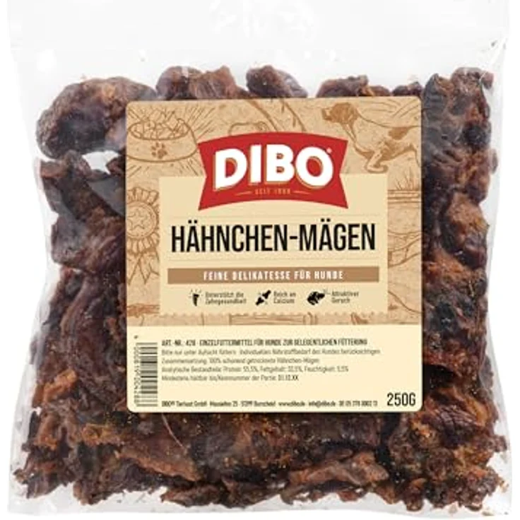 DIBO Hähnchenmägen 250g, Naturkau-Snack ohne chemische Zusätze, hochwertiges Hundefutter aus deutscher Herstellung – Bild 2