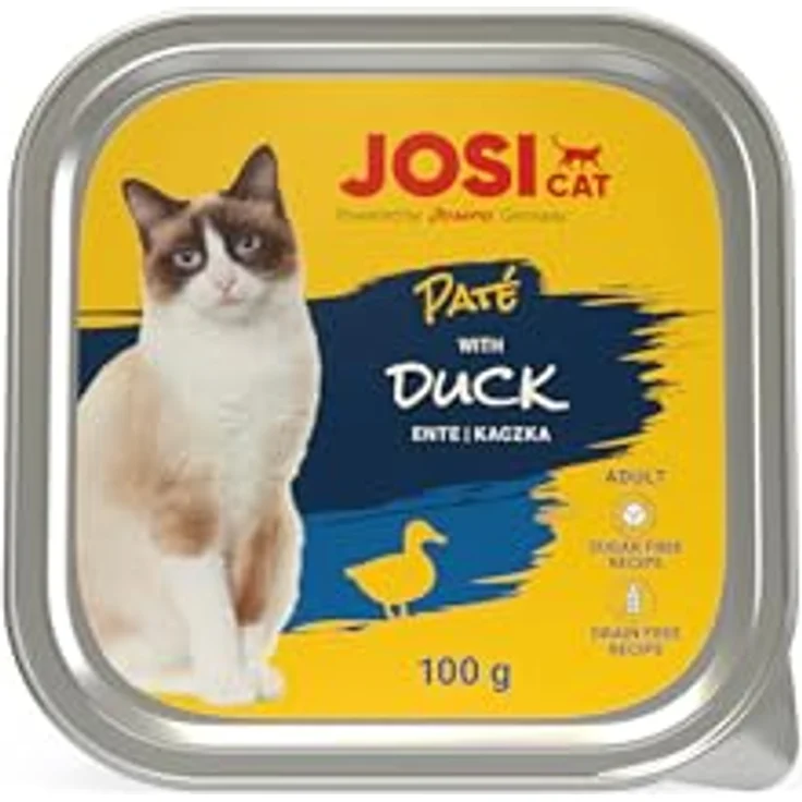 JosiCat Paté mit Ente (32 x 100 g) | Premium Nassfutter für ausgewachsene Katzen | getreidefrei | mit Vitaminen D3 & E | Made in Germany – Bild 1