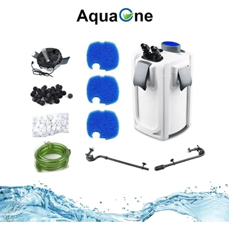 AquaOne Außenfilter HW-704B 2000 L/h, inkl. 9 Watt UVC Lampe für Aquarien bis 1000 Liter, leistungsstark und leise, geeignet für Süßwasser und Meerwasser Becken – Bild 3