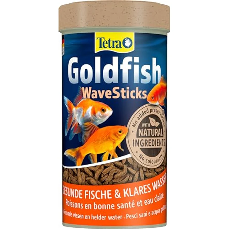 Tetra Goldfish Wave Sticks, Fischfutter in Wurmform für Goldfische und Kaltwasserfische, 250 ml Dose – Bild 1