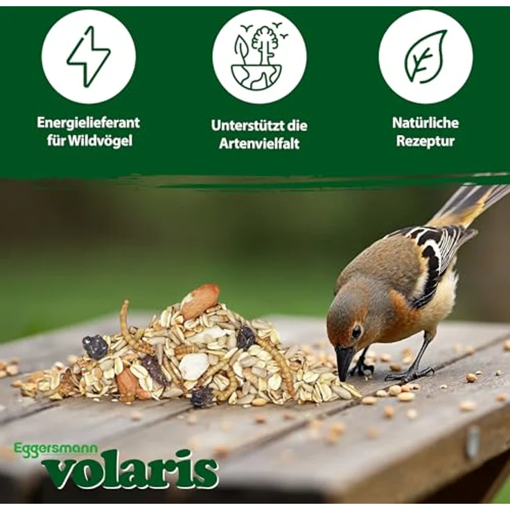 Eggersmann volaris Terrassenkörner mit Insekten, 10 kg proteinreiches Wildvogelfutter für alle Vogelarten, schalenlos – Bild 4