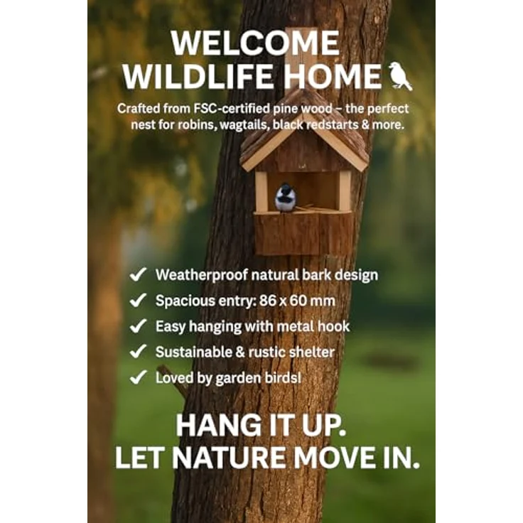 Flamingo Nistkasten Inclino, wetterfester Vogelhaus aus FSC-Holz, 14x13x20cm, schräge Bauform mit 10x6cm Eingang – Bild 2