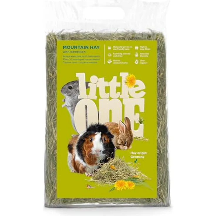 Little One Bergwiesenheu mit Löwenzahn, Faserreiches, Nicht gepresstes Heu für Kleintiere, 400 g – Bild 1
