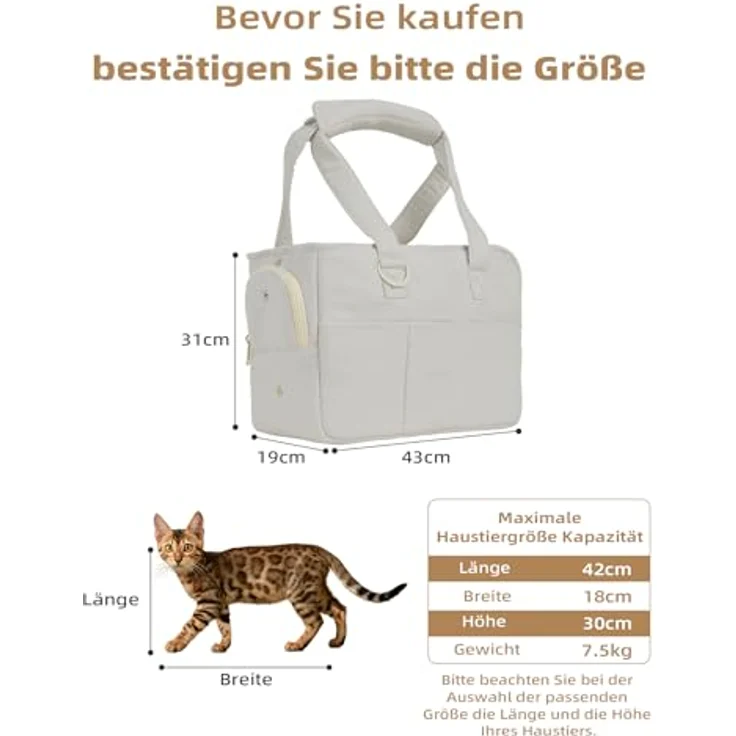 ONECUTE Hundetrage Soft Sided für kleine Hunde, Kaninchen und Katzen, faltbar mit großen Taschen, atmungsaktiv, grau (43 * 19 * 31 cm) – Bild 2