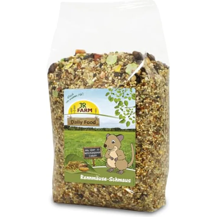 JR FARM Rennmäuse-Schmaus 600 g, natürliche Alleinfuttermischung mit wilden Saaten und Heilkräutern, Made in Germany