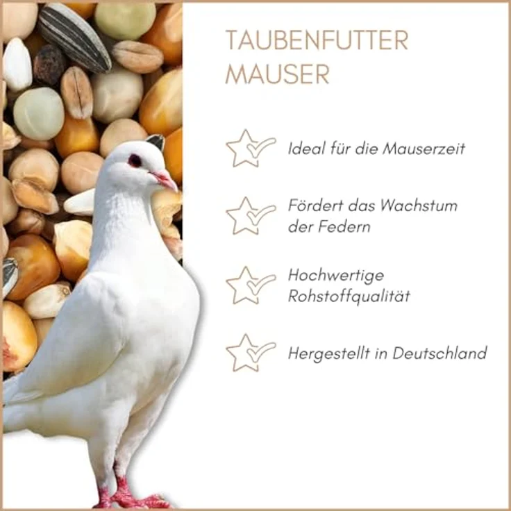 Supravit Taubenfutter 25kg während der Mauser | Körnermischung mit wertvollen Inhaltsstoffen für gesundes Federkleid | Hergestellt in Deutschland – Bild 2