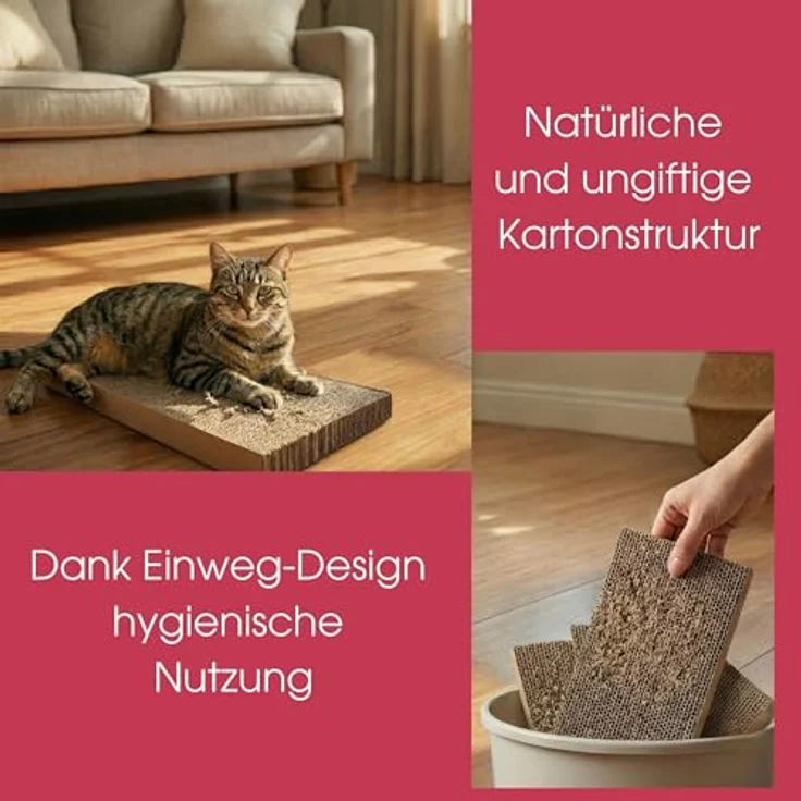 DecoHomeTextil Kratzbrett Krallen Kiste, 5er-Set beidseitige Kratzmatte aus recycelbarer Pappe, 44 x 29,5 x 13 cm, für alle Katzenrassen – Bild 4