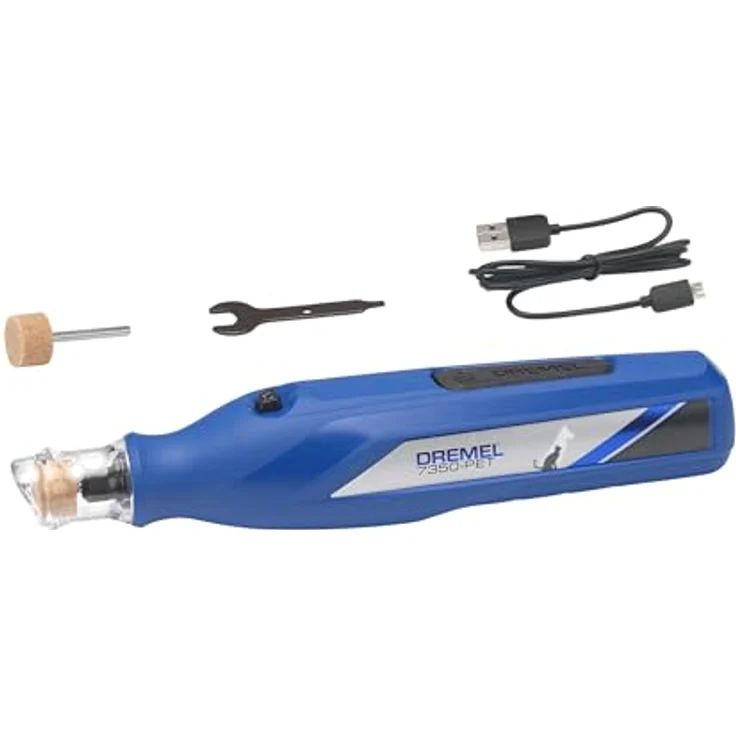 Dremel 7350 PET Krallenpflegese, leichte 3.6V Akku-Rotationswerkzeug mit 2 Schleifzubehören, Nagelschutzaufsatz und USB-Kabel, ideal für Hunde und Katzen – Bild 1