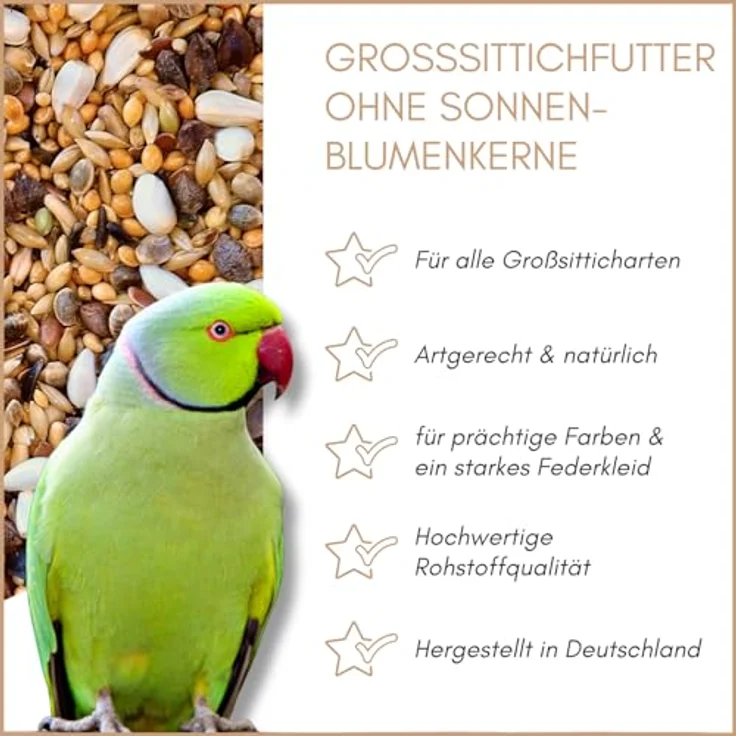 Supravit Vogelfutter Großsittiche Spezial 2,5kg - leicht bekömmliches Alleinfutter ohne Sonnenblumenkerne, reich an Vitaminen und Mineralien, für Ziervögel & Papageien – Bild 2