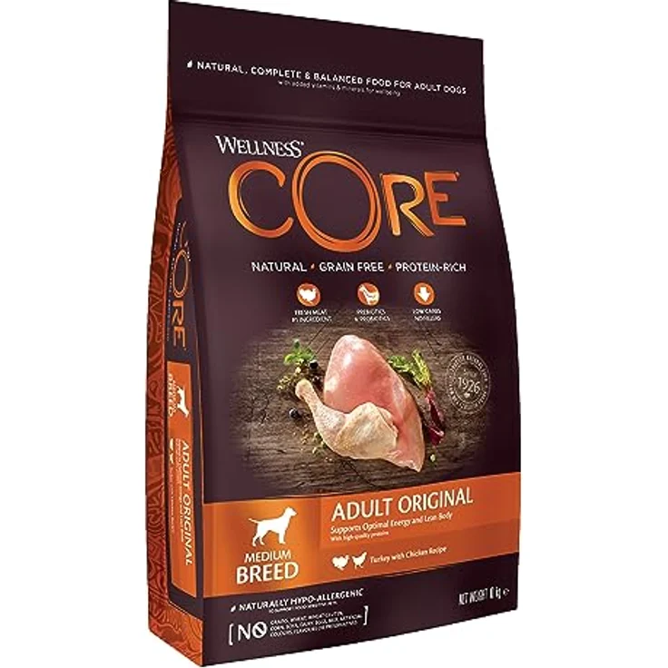 Wellness CORE Original, Trockenfutter für Hunde, Pute & Huhn, 10 kg, getreidefrei, ohne Zuckerzusatz, hoher Fleischanteil, fördert gesunde Verdauung und Energie – Bild 1