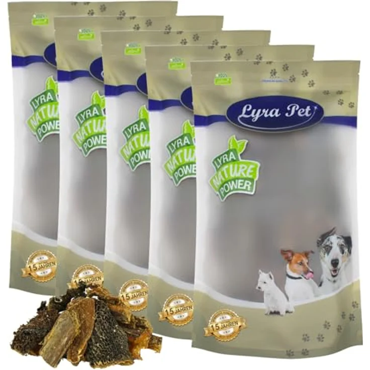 Lyra Pet® Rinderpansen klein, 5 kg getrockneter Naturkausnack für Hunde, proteinreich und gut verträglich, ideal für Welpen und ältere Hunde – Bild 1
