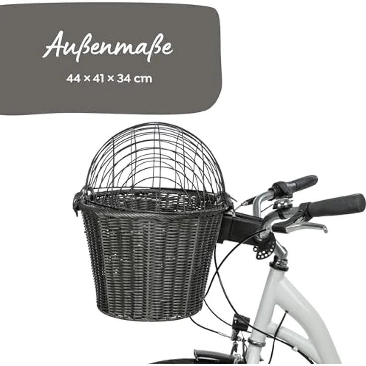TRIXIE Front-Fahrradkorb für Hunde, mit Lenkerhalterung und Gitter, inkl. Kissen, grau, 44 × 41 × 34 cm, für Hunde bis 5 kg – Bild 5