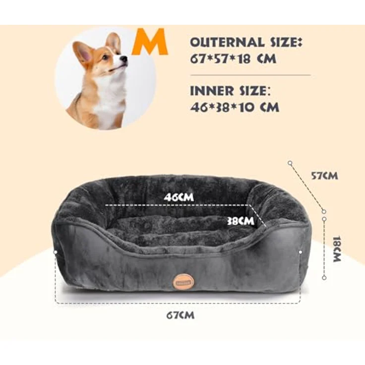 Nobleza Hundebett M, Rutschfester Hundekorb für Kleine und Mittelgroße Hunde und Katzen, Waschbar, Superweiche Faserfüllung, Schwarz, 67x57cm – Bild 3