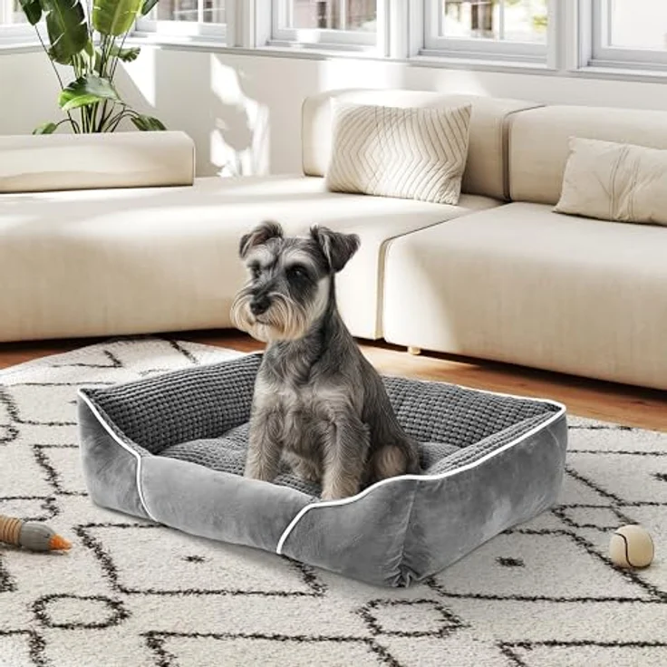 YITAHOME Orthopädisches Hundebett für Mittelgroße Hunde, 51x48cm, Ergonomisches Hunde-Sofa, Waschbarer Bezug, Erhöhte Ränder, Rutschfeste Unterseite – Bild 3