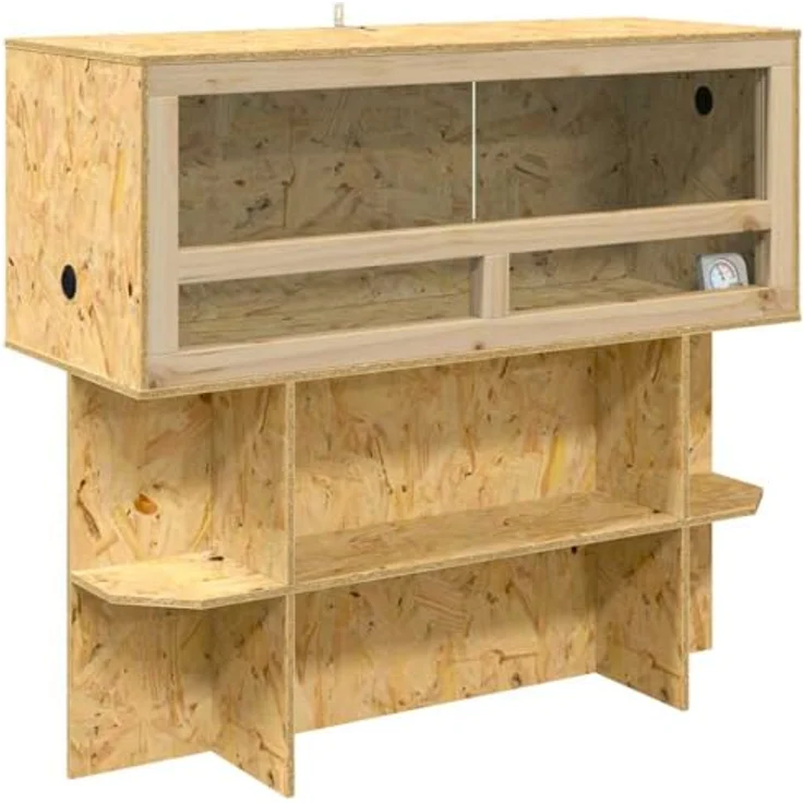 vidaXL Terrarium Braun 100 x 40 x 90 cm, Rechteckiges OSB-Terrarium für Reptilien und Amphibien, pflegeleicht und geräumig – Bild 1
