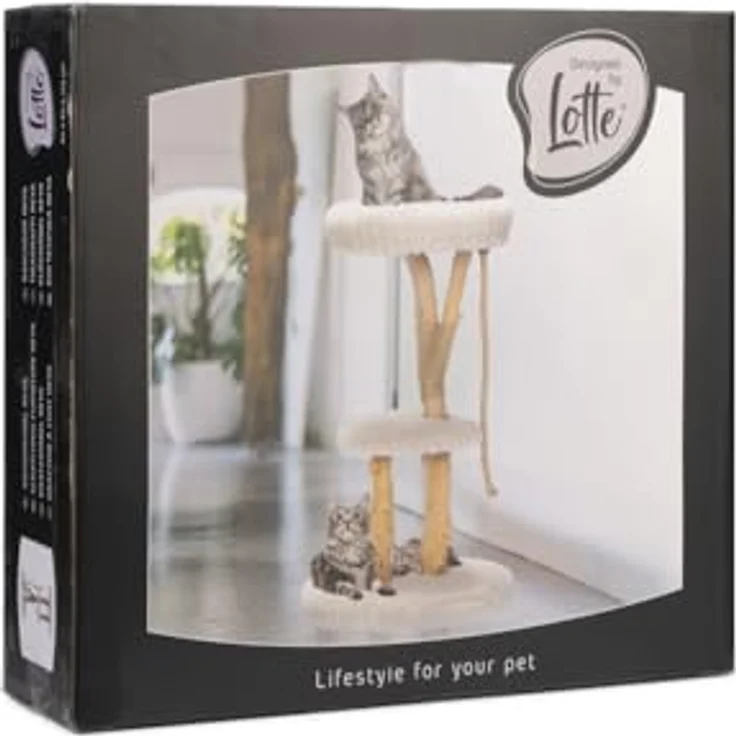 Designed by Lotte Kratzbaum Reya, cremefarben aus Dattel- und Birnbaumholz, für Katzen bis 10 kg – Bild 9