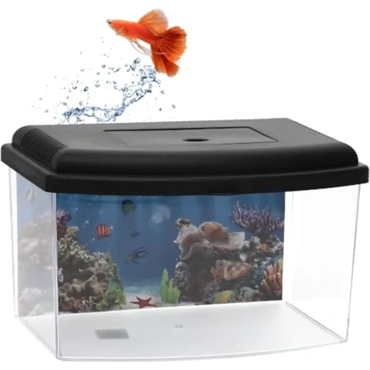 GarPet Nano Aquarium Mini Terrarium, kompaktes Aufzuchtbecken für Garnelen, 27 × 20 × 17 cm mit Abdeckung