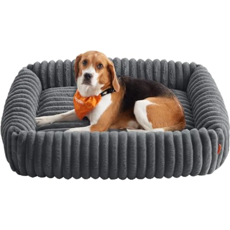 Feandrea Hundebett PGW312GN01, mittelgroßes orthopädisches Hundekörbchen, waschbar, mit rutschfester Unterseite, 91 x 68 x 20 cm, Blei-Grau