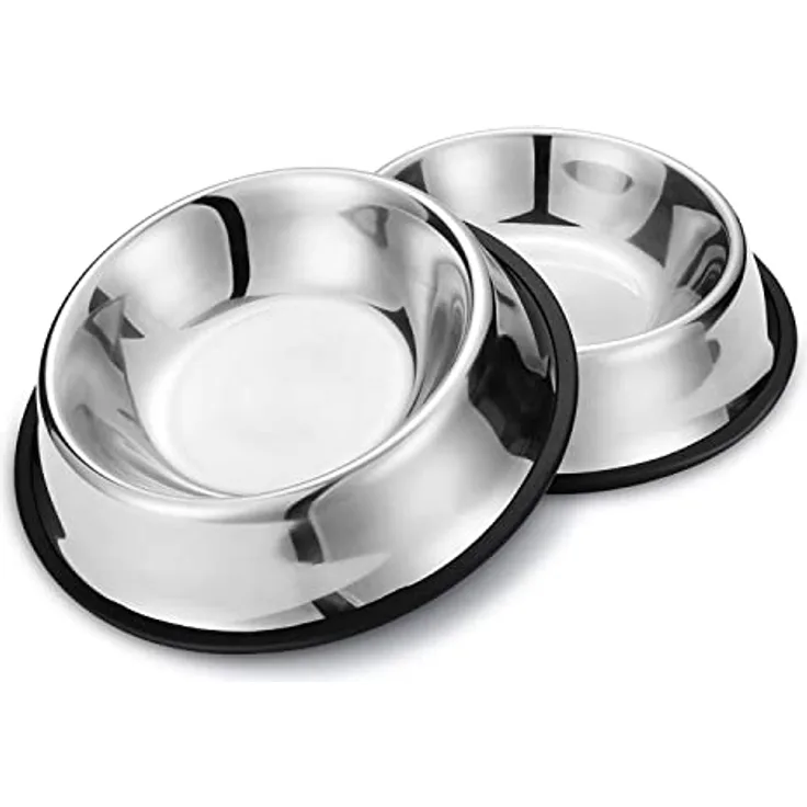 Nobleza Edelstahl Hundenapf 2er Set, rutschfeste Futternäpfe für mittelgroße/große Hunde, stapelbar, 22.5 cm Durchmesser, spülmaschinenfest