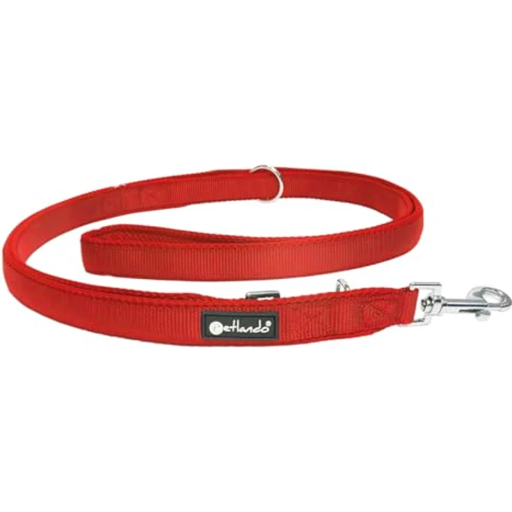 Petlando Hundeleine 2m Mesh weich gepolstert, Rot, 3-fach verstellbar für optimale Flexibilität, 230x1,5cm – Bild 1