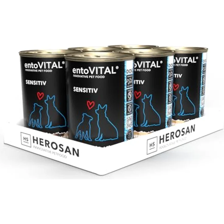 entoVITAL Dog SENSITIV Nassfutter mit Insektenprotein, Kartoffel, Zucchini, Pastinake & Spinat, 6 x 750 g - Getreidefreies Alleinfuttermittel für empfindliche Hunde – Bild 1