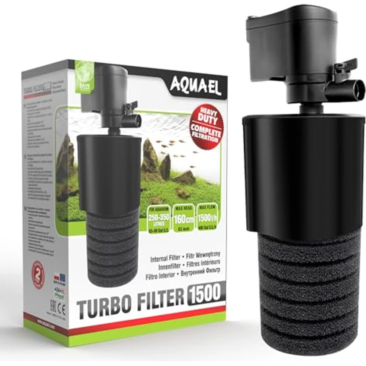 Aquael Filter Turbo 1500, Innenfilter für Süßwasseraquarien 250–350 l, 1500 l/h, 22 W, mit Belüftung und Durchflussregulierung – Bild 1
