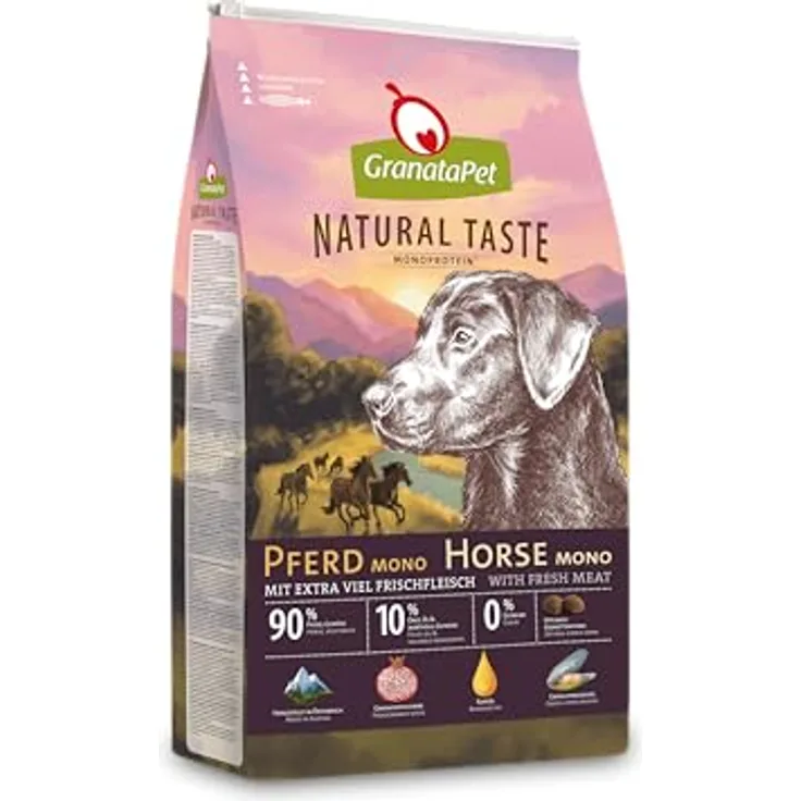 GranataPet Natural Taste Pferd Mono, Hunde-Trockenfutter mit Pferd als alleiniger Proteinquelle, 12kg
