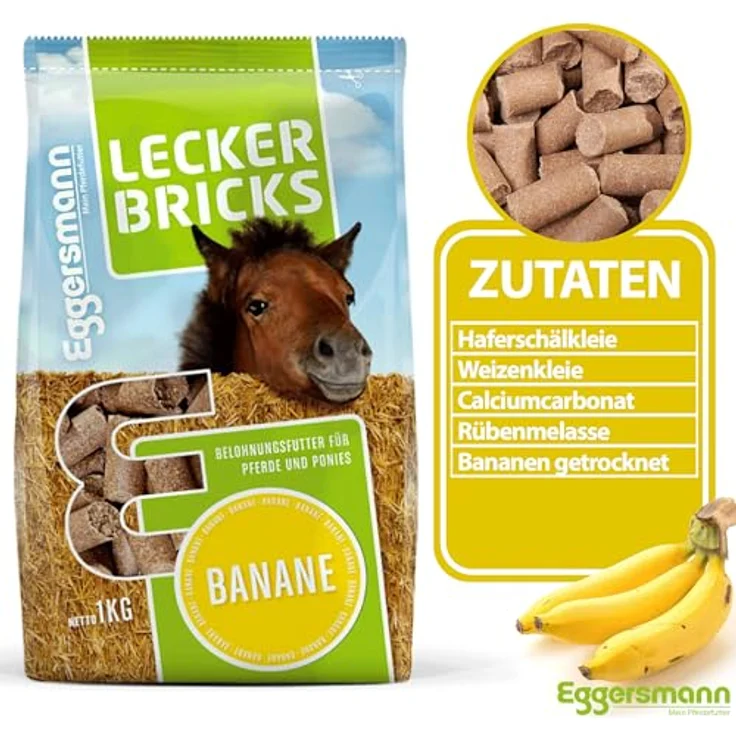 Eggersmann Mein Pferdefutter 1 kg Pferde-Leckerlis, Lecker Bricks mit natürlichem Banane-Geschmack, perfekt als Belohnung für Pferde & Ponys – Bild 4