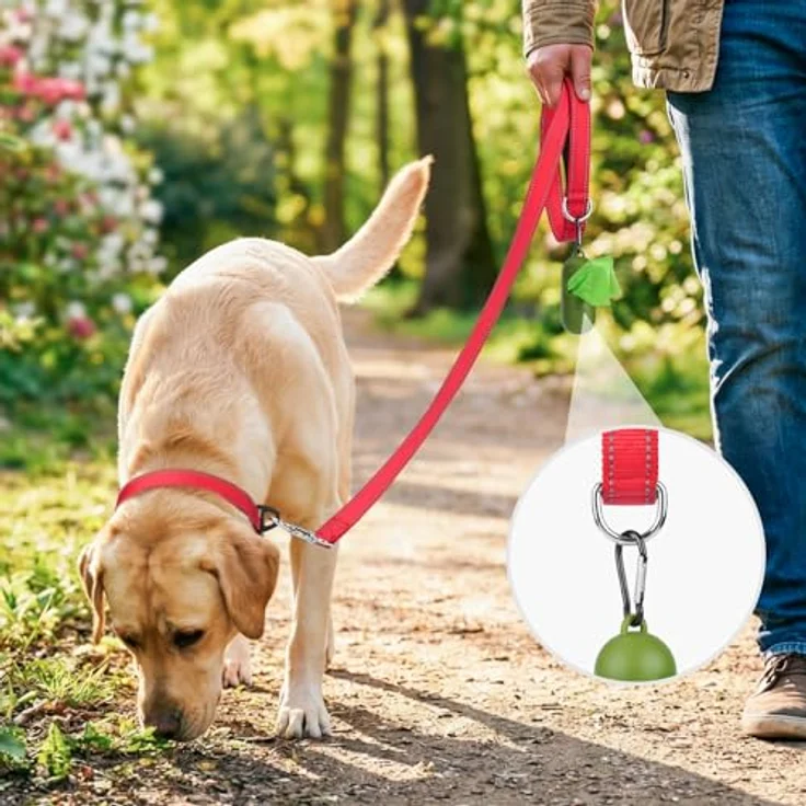 Joytale Hundeleine für Große und Mittelgroße Hunde, Doppelseitig Reflektierende Nylonleine mit Gepolstertem Griff, 1,8m x 2,5cm, Rot – Bild 2