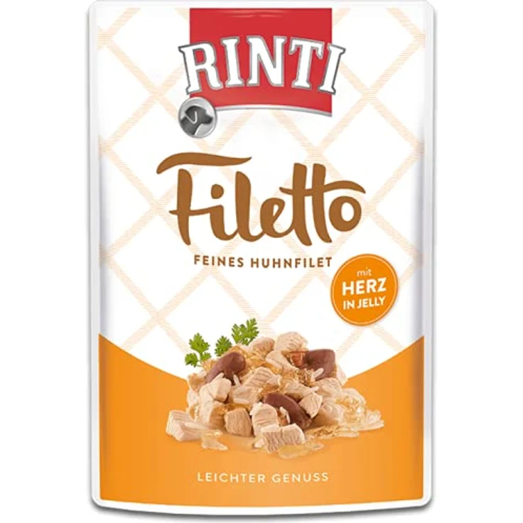 Rinti Filetto Pouch in Jelly Huhn mit Herz, Hunde-Nassfutter, 24 x 100 g, hohem Fleischgehalt, leicht verdaulich – Bild 2