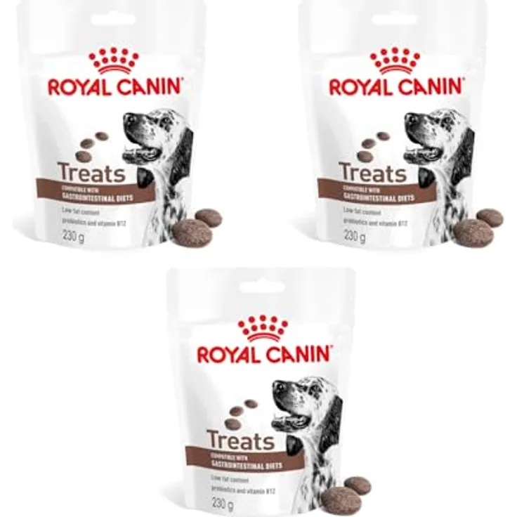 Royal Canin Veterinary Gastrointestinal Treats, 3er Pack mit 3 x 230 g, Snacks für Hunde, niedriger Fettgehalt, mit Präbiotika und Vitamin B12, im wiederverschließbaren Beutel