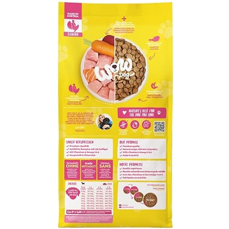 WOW Junior Geflügel, Hunde-Trockenfutter für Welpen und Junghunde, 2 x 6 kg, getreidefrei, mit Gemüse und präbiotischen Ballaststoffen – Bild 2