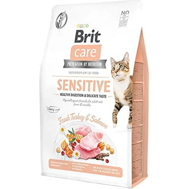 Brit Care GF Sensitive Healthy Digestion, Trockenfutter für Katzen mit empfindlicher Verdauung, 2kg – Bild 2