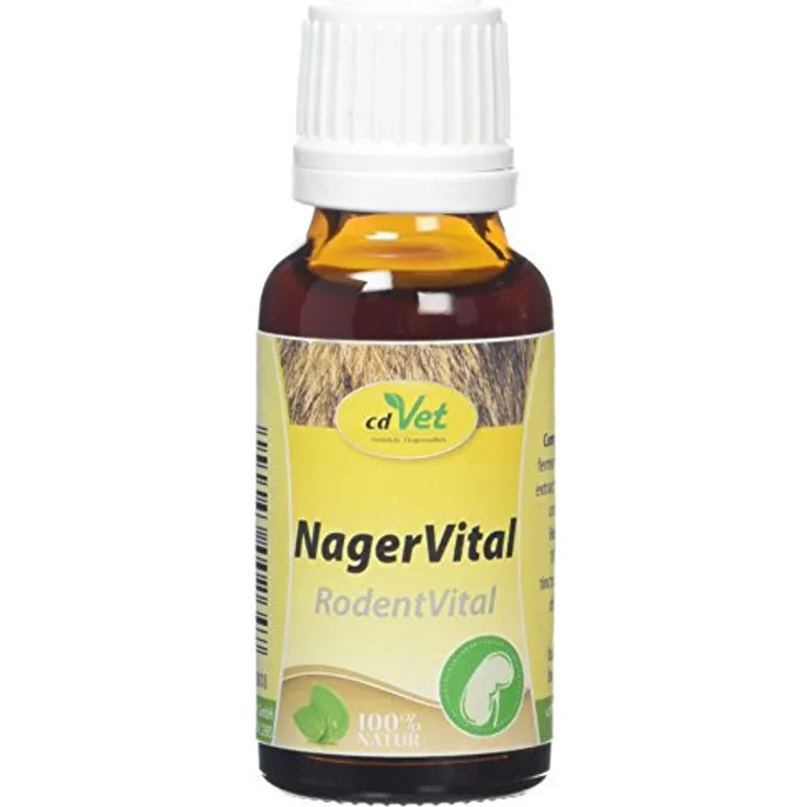 cdVet NagerVital 20 ml, Flüssiges Ergänzungsfuttermittel für Kaninchen und Meerschweinchen, Unterstützung der Leber- und Nierenfunktion, positive Einfluss auf Haut und Haar, deutsche Qualitätsmarke